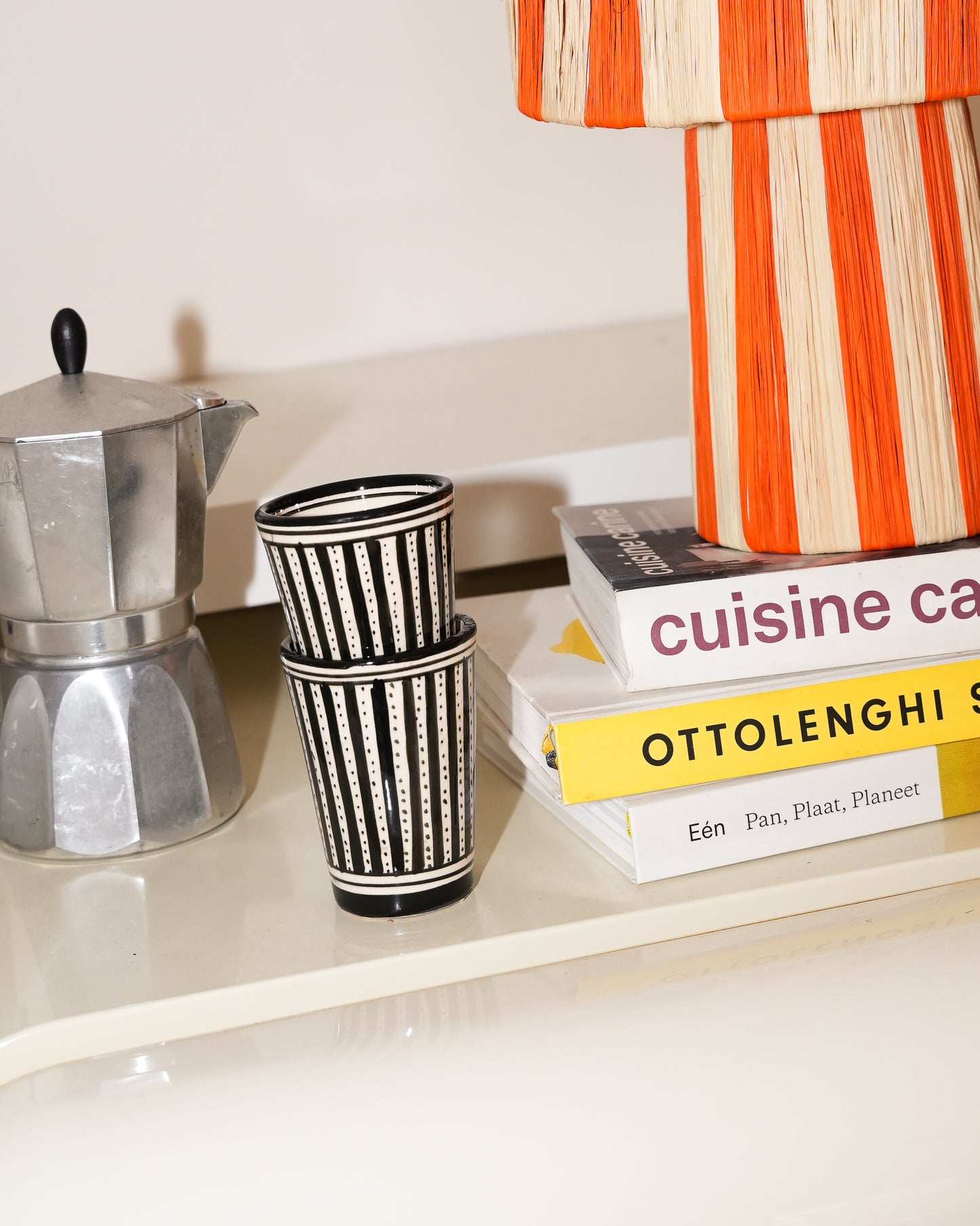 Lungo Cup Streep per 2 - zwart wit