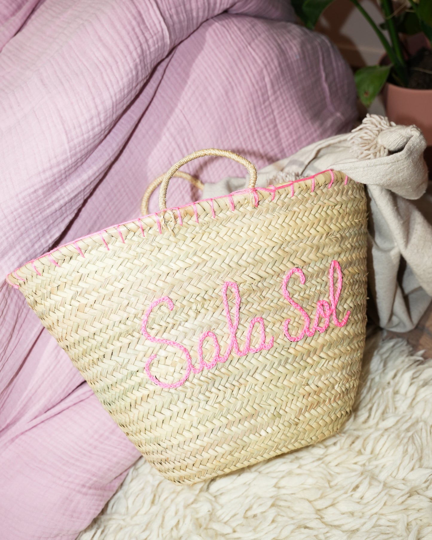 Tas Raffia Big - roze