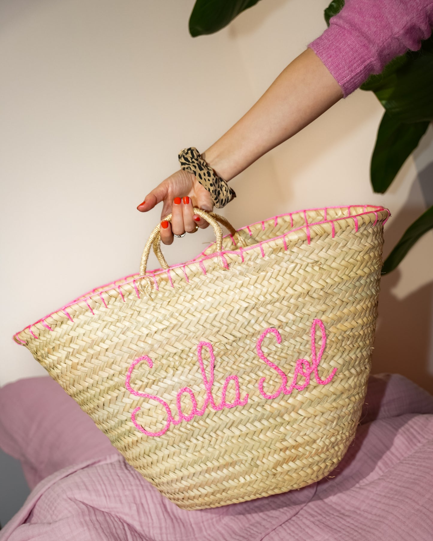 Tas Raffia Big - roze
