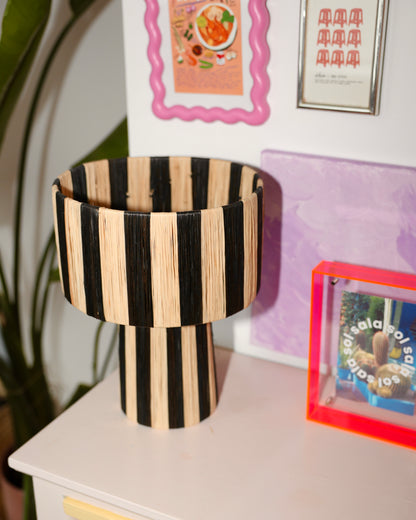 Lamp Raffia - zwart beige dikke streep