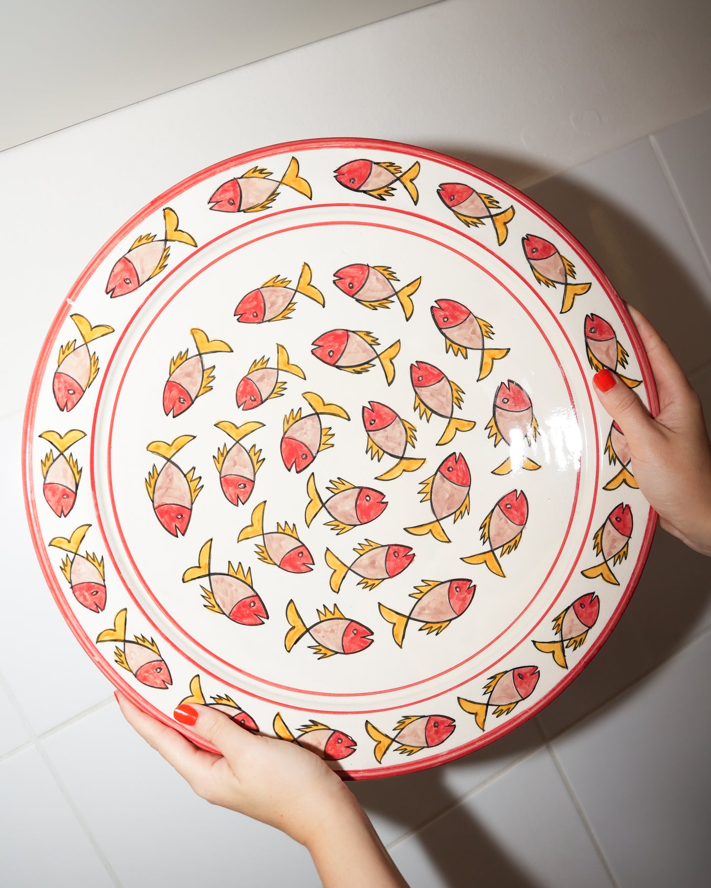 Salad Plate Large Vis - roze